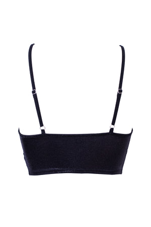 Bustier Holographic Crop top / HOLO BLACK,TOPS - EXES LINGERIE