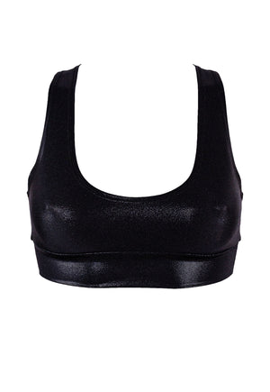 Crop Top Holographic Bras / TOP JUNE / BLACK HOLOGRAM,TOPS - EXES LINGERIE