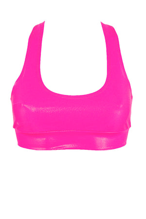 Crop Top Holographic Bras / TOP JUNE / NEON PINK HOLOGRAM,TOPS - EXES LINGERIE