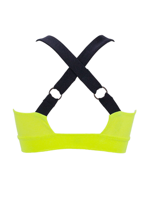 Sport Bra Holographic Crop Top / TOP KATE / NEON YELLOW - EXES LINGERIE