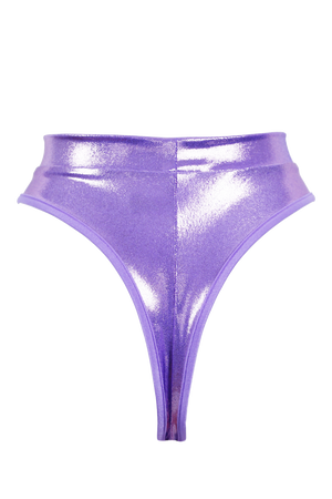High Waist Rave Holographic Bottom / BOND Holo LILAC,BOTTOMS - EXES LINGERIE