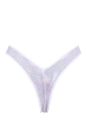High-Cut Rave Holographic Bottom / LULY Holo White,BOTTOMS - EXES LINGERIE
