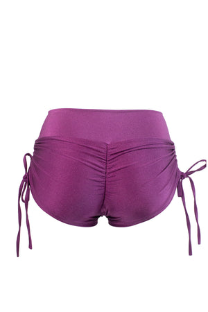 Drawstring side Shorts Scrunch Back / SHORTS V / GRAPE,BOTTOMS - EXES LINGERIE