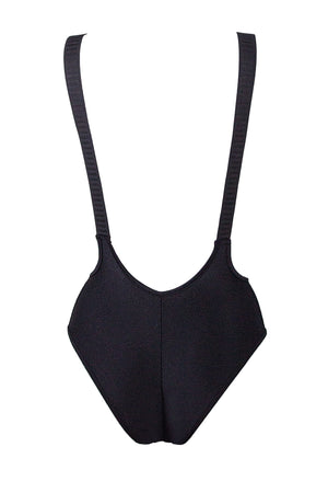 High waisted Pole Dance Bottom with suspenders / High Waist BRAGA / BLACK,BOTTOMS - EXES LINGERIE