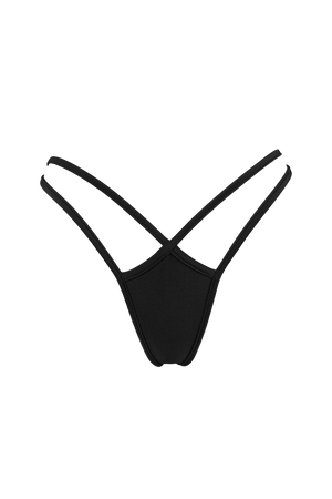 Mini thong double straps panty / DOUBLE STRING BLACK,BOTTOMS - EXES LINGERIE