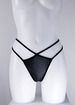 Mini thong double straps panty / DOUBLE STRING BLACK,BOTTOMS - EXES LINGERIE
