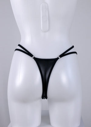 Mini thong double straps panty / DOUBLE STRING BLACK,BOTTOMS - EXES LINGERIE