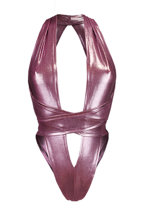 CRISS CROSS Hologram Bondage Bodysuit / RAVE Bodysuit / WINE,BODYSUITS - EXES LINGERIE