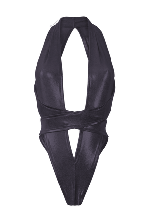CRISS CROSS Hologram Bondage Bodysuit / RAVE Bodysuit / BLACK - EXES LINGERIE