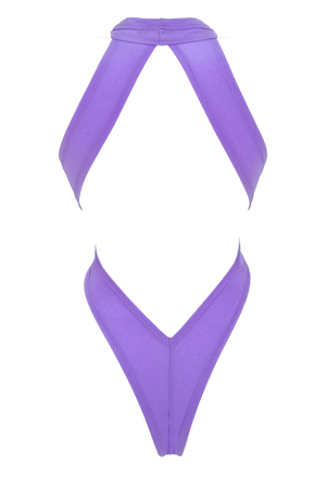 CRISS CROSS Bondage High-Cut Bodysuit / Festival Bodysuit /LILAC