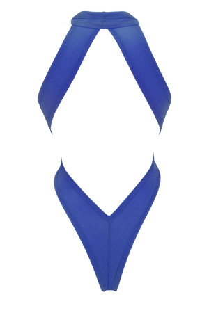 CRISS CROSS Bondage High-Cut Bodysuit / Festival Bodysuit /ROYAL BLUE,BODYSUITS - EXES LINGERIE