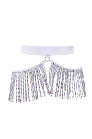 Rhinestone Fringe Belt / Festival fringes Skirt Belt / WHITE,BOTTOMS - EXES LINGERIE