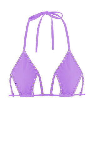 Cut-out Triangle Bikini Top with Rhinestones / Cut-Out Crystals LILAC,TOPS - EXES LINGERIE