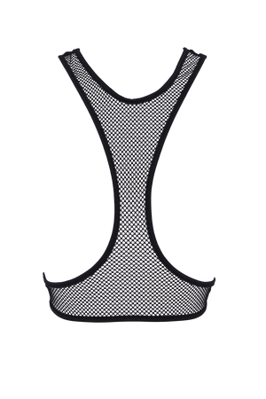 Fishnet Overlay cut-out Camisole / Stretch Fishnet top / BLACK - EXES LINGERIE
