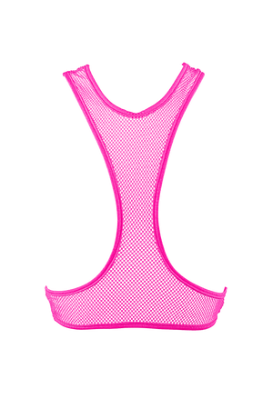 Fishnet Overlay cut-out Camisole / Stretch Fishnet top / NEON PINK - EXES LINGERIE