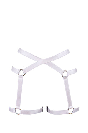 Woman Garter Harness Elastic / PoleDance & Festivals Accessories / White satin,BOTTOMS - EXES LINGERIE