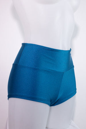Athletic Shorts Scrunch Butt / HIGH WAISTED SHORTS RUCHED BACK / TEAL,BOTTOMS - EXES LINGERIE