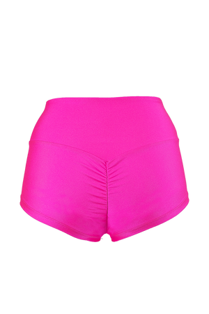 Athletic Short Scrunch Butt / SHORT RUCHED BACK / Neon Pink - EXES LINGERIE