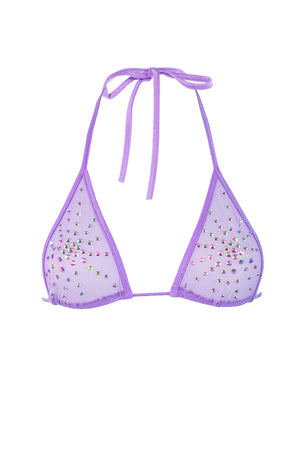 Rhinestones Triangle Bikini Top  / TOP ISA CRYSTALS LILAC,TOPS - EXES LINGERIE