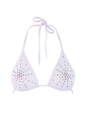 Rhinestones Triangle Bikini Top  / TOP ISA CRYSTALS WHITE,TOPS - EXES LINGERIE