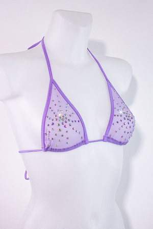 Rhinestones Triangle Bikini Top  / TOP ISA CRYSTALS LILAC,TOPS - EXES LINGERIE