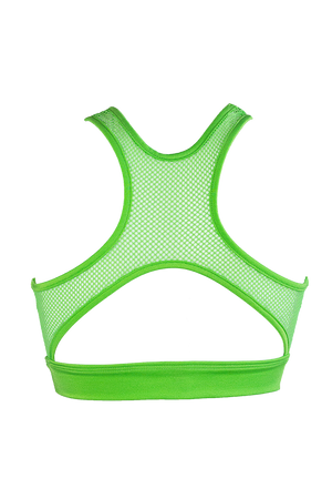 Mesh Cut-out Bralette Pole Dance Top / LUNA OPEN / NEON LIME - EXES LINGERIE