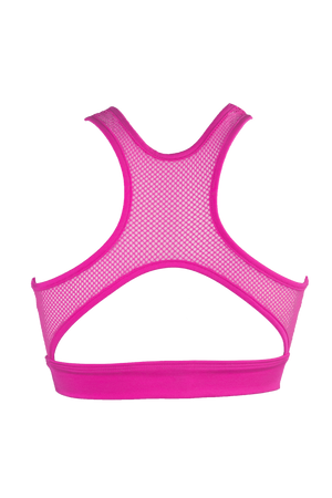 Mesh Cut-out Bralette Pole Dance Top / LUNA OPEN / NEON PINK - EXES LINGERIE