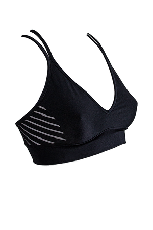 Sport Bra Stripe panel Crop Top / TOP STRIPE / BLACK - EXES LINGERIE