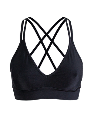 Sport Bra Stripe panel Crop Top / TOP STRIPE / BLACK - EXES LINGERIE