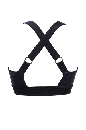 Sport Bra Holographic Crop Top / TOP KATE / BLACK HOLOGRAM - EXES LINGERIE