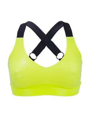 Sport Bra Holographic Crop Top / TOP KATE / NEON YELLOW - EXES LINGERIE