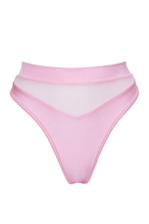 High-Cut Bottom 1/2 Mesh / BOND BABY PINK - EXES LINGERIE
