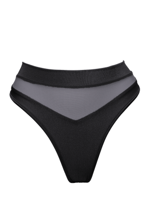 High-Cut Bottom 1/2 Mesh / BOND LYCRA BLACK - EXES LINGERIE