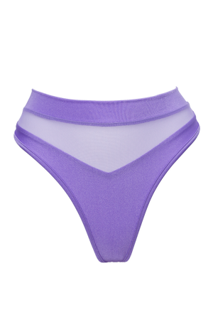 High-Cut Bottom 1/2 Mesh / BOND LYCRA LILAC - EXES LINGERIE