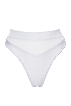 High-Cut Bottom 1/2 Mesh / BOND WHITE - EXES LINGERIE