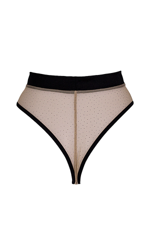 High-cut Sparkles Mesh Bottom / BOND NUDE SPARKLE - EXES LINGERIE