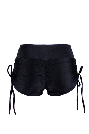 Drawstring side Short Scrunch Back / SHORT V / Black - EXES LINGERIE