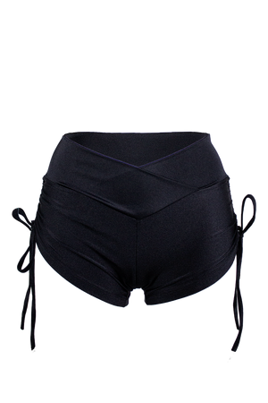 Drawstring side Short Scrunch Back / SHORT V / Black - EXES LINGERIE