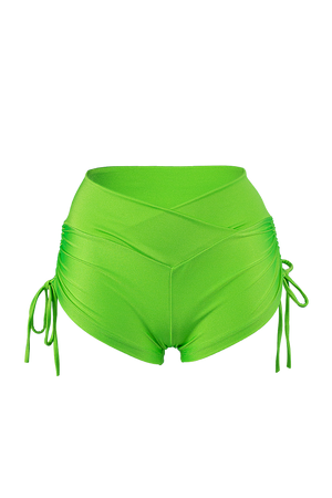 Drawstring side Short Scrunch Back / SHORT V / NEON LIME - EXES LINGERIE