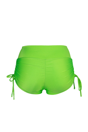 Drawstring side Short Scrunch Back / SHORT V / NEON LIME - EXES LINGERIE