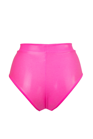 High waisted Pole Wear holographic Bottom / HW BASIC / NEON PINK Hologram - EXES LINGERIE