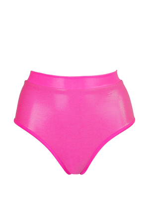 High waisted Pole Wear holographic Bottom / HW BASIC / NEON PINK Hologram - EXES LINGERIE