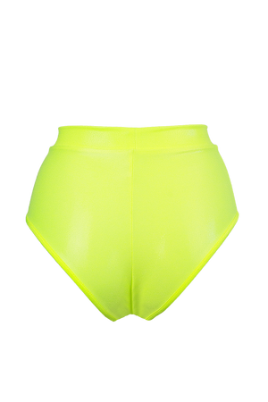 High waisted Pole Wear holographic Bottom / HW BASIC / NEON YELLOW Hologram - EXES LINGERIE