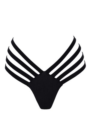 Sexy STRAPPY String Thong / Rave Bottom / BLACK - EXES LINGERIE