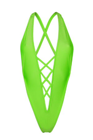 TRACY STRING Bodysuit / Swim Rave Festivals / NEON LIME - EXES LINGERIE