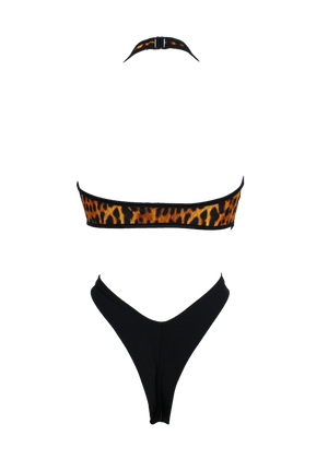Plunge-Front Tie-Wrap One Piece - Animal Print Swimsuit / VICKY SWIM - EXES LINGERIE
